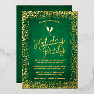 Elégant Green & Gold Fête Foil Invitation