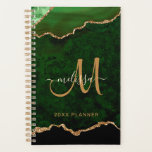 Élégant Green Gold Parties scintillant Agate Monog<br><div class="desc">Cet élégant planificateur personnalisé gardera votre planning organisé et dispose d'un motif vert émeraude avec parties scintillant en faux or. Customisez votre monogramme et le nom en écriture manuscrite calligraphie. Ci-dessous on peut lire "20XX PLANNER". Conçu pour vous par ExtremeTees.</div>