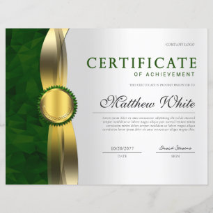 Elegant Green Gold Professional Award