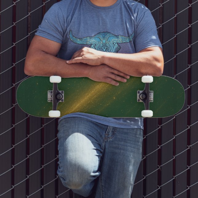 Elegant Green & Gold Unisex Skateboard (Extérieur 3)
