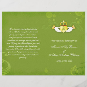 Élégant Green Irish Bi Fold Wedding Programmes