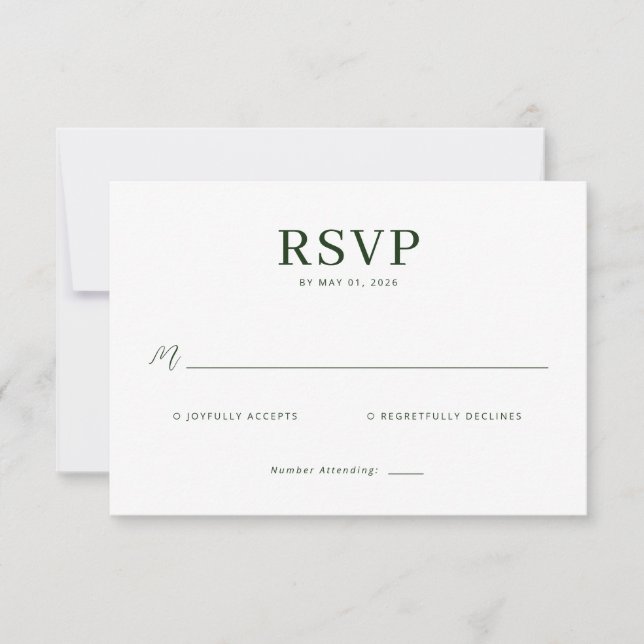 Elegant Green Minimalist RSVP (Devant)