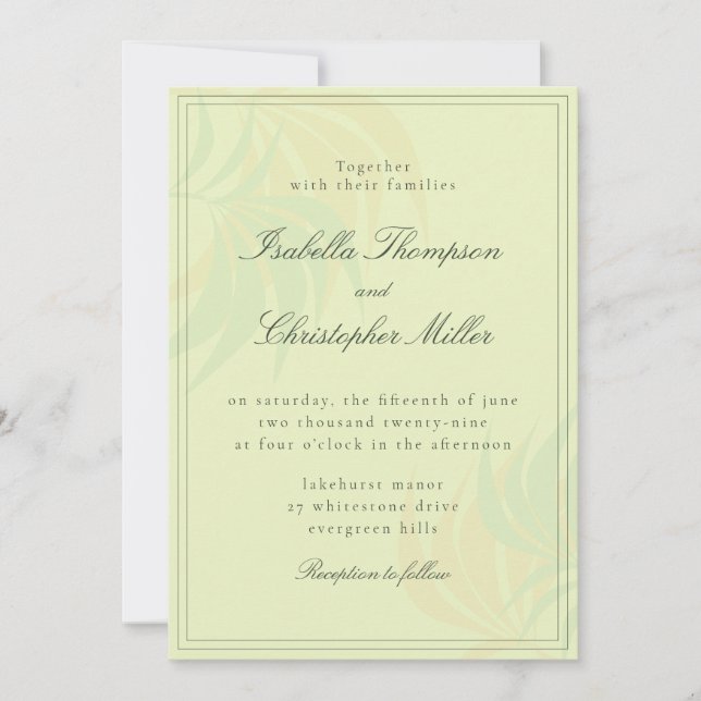Elegant Green Palm Wedding Invitation (Devant)