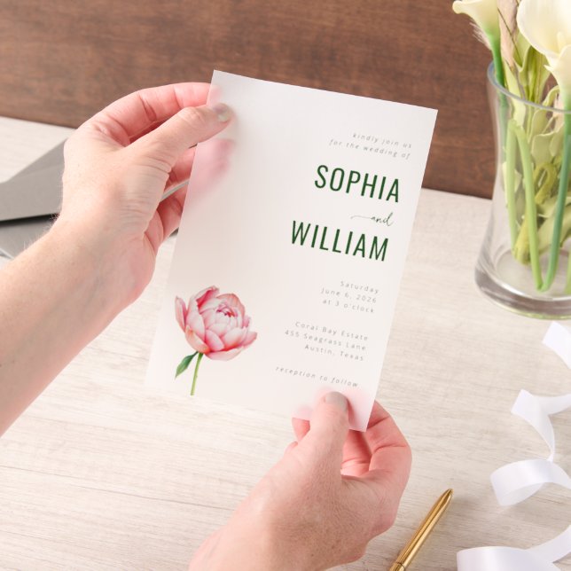 Elegant Green Peony Wedding Invitation (Ordinateur de poche)