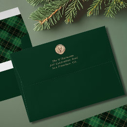 Elegant Green Plaid Christmas Envelope