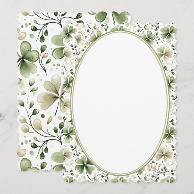 Elegant Green Shamrock Wedding Invitation Design (Devant / Derrière)