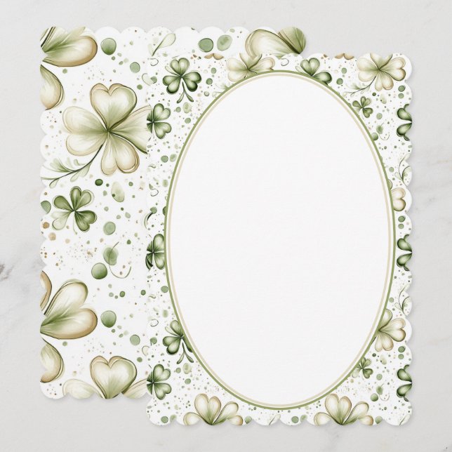 Elegant Green Shamrock Wedding Invitation Design (Devant / Derrière)