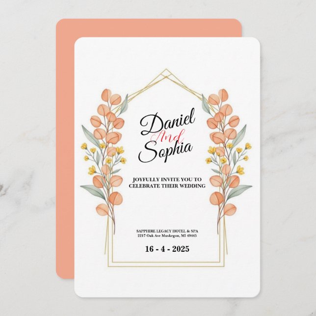 Elegant Greenery Arch Wedding Invitation  (Devant / Derrière)