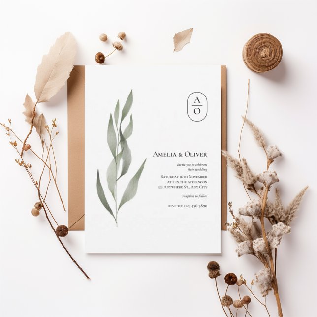 Elegant Greenery Botanical Wedding Invitation (Créateur téléchargé)