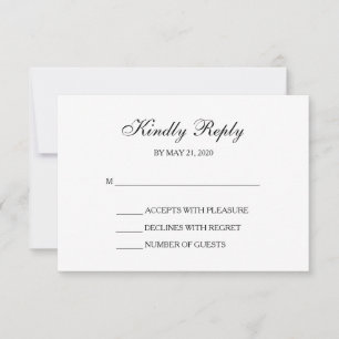 Elegant Grey Noir Cartes RSVP blanches