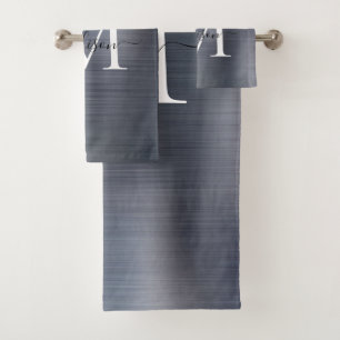 Élégant Gris Argent Brossé Monogramme métallique S