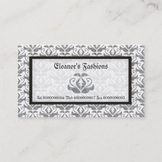 Elégant gris blanc damassé cartes de visite de mod