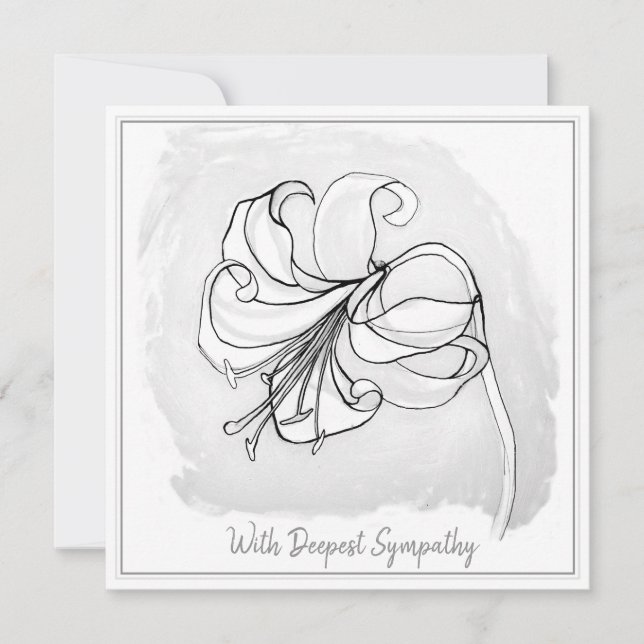 Elégant gris clair noir blanc Lily carte de Sympat (Devant)