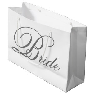 Élégant Gris Classic Script Bride Grand sac cadeau