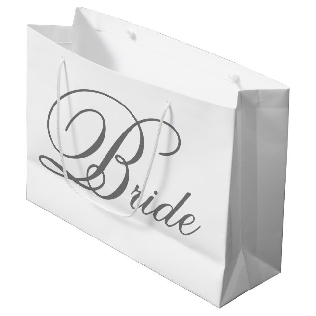 Élégant Gris Classic Script Bride Grand sac cadeau (Devant Angle)