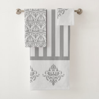 Elegant Gris Damask Simple Stripe Motif