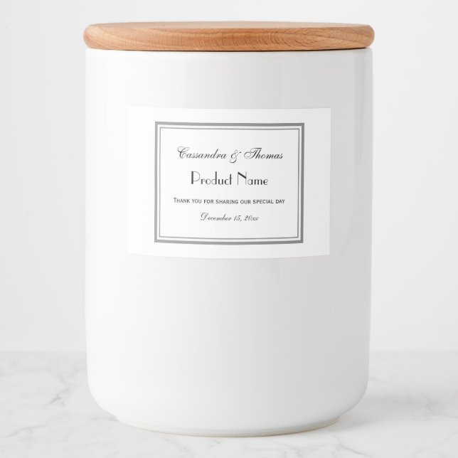 Élégant Gris encadré H Étiquette alimentaire (Devant)