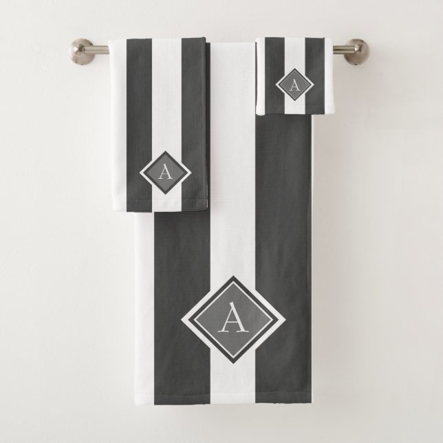 Élégant Gris Gris Blancs Monogramme (En situation)