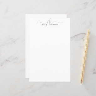 Élégant Gris Script Monogramme Initiales Minimalis