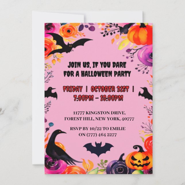 Elégant Halloween party Invitation (Devant)