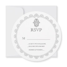 Elégant Hamsa carte RSVP de mariage ronde