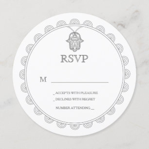Elégant Hamsa carte RSVP de mariage ronde