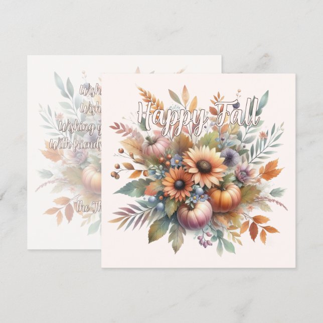 Élégant Happy Fall Citrouille Flower Bouquet Motif (Devant / Derrière)