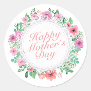Élégant Happy Mère's Day Floral Frame Sticker