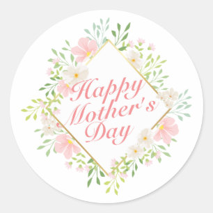 Élégant Happy Mère's Day Floral Frame Sticker