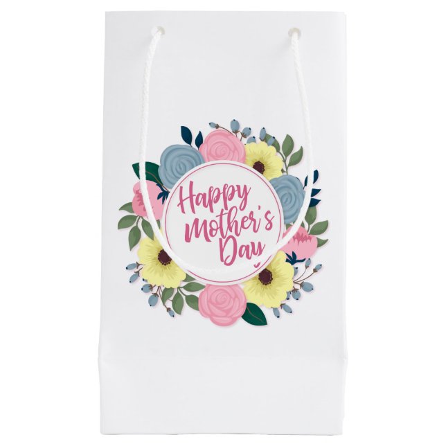 Elégant Happy Mère's Day Floral Wreath Cadeau Sac  (Devant)