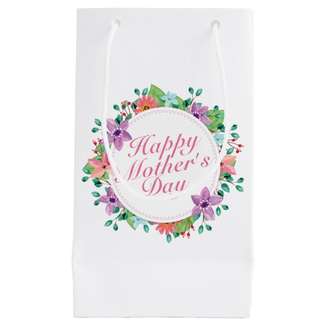 Elégant Happy Mère's Day Floral Wreath Cadeau Sac  (Devant)