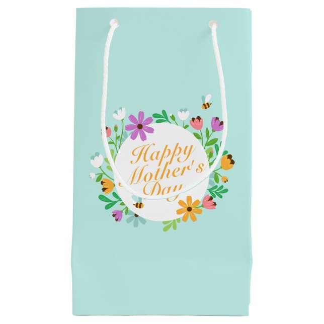 Elégant Happy Mère's Day Floral Wreath Cadeau Sac  (Devant)
