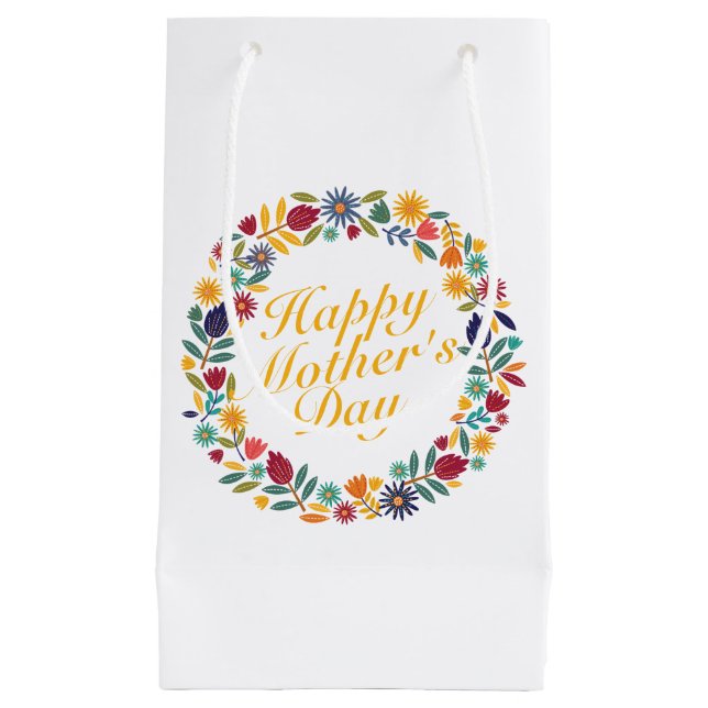 Elégant Happy Mère's Day Floral Wreath Cadeau Sac  (Devant)