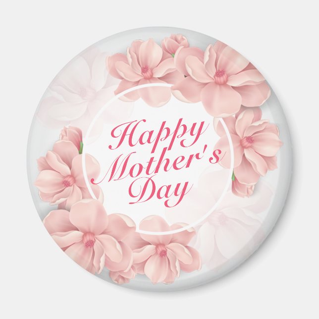 Elegant Happy Mother's Day Floral Frame Magnet (Devant)