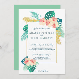 Elégant Hibiscus hawaïen Invitations de mariage