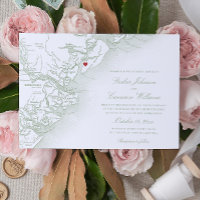 Elégant Hilton Head Island Carte Sage Green Mariag