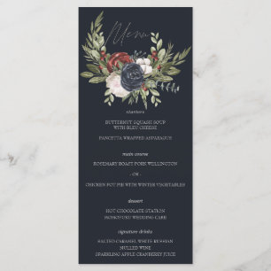 Elégant hiver Floral Boho Botanical Mariage Menu