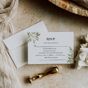 Elégant Hiver White Peony Rsvp Menu Choix
