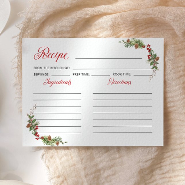 Elegant Holiday Bridal Shower Recipe Card (Créateur téléchargé)