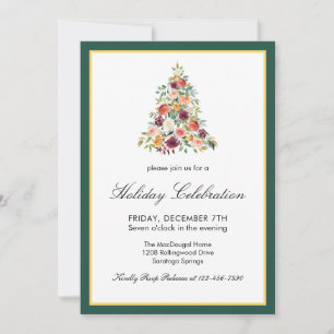 Elégant Holiday Floral Tree Party Invitation