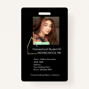 Elégant Homeschooling School ID Badge noir