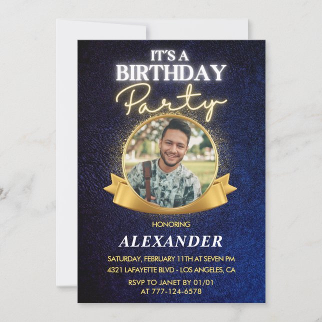 Elegant Homme 34e anniversaire invitations Chic (Devant)