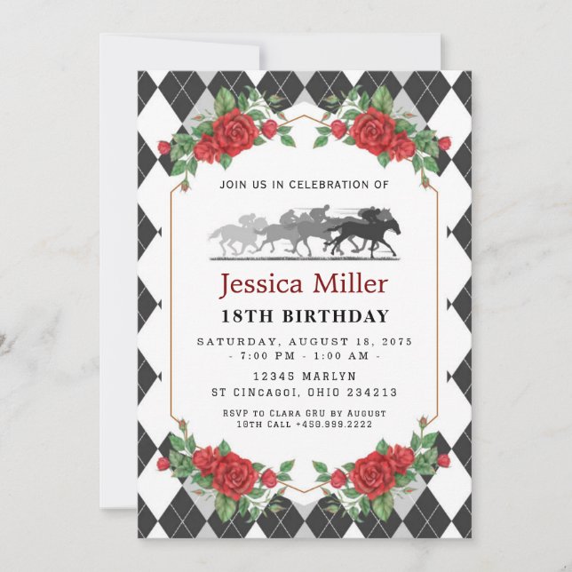 Elegant Horse Birthday Invitation (Devant)