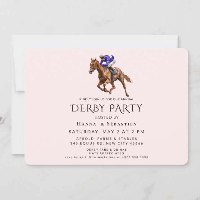 Elegant Horse Racing Garden Party Invitation (Devant)