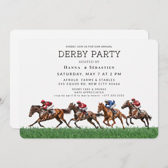 Elegant Horse Racing Garden Party Invitation (Devant / Derrière)