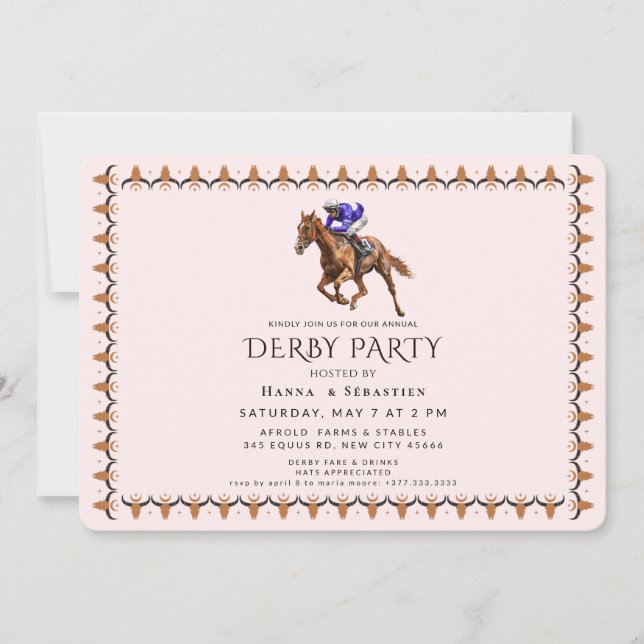 Elegant Horse Racing Garden Party Invitation (Devant)