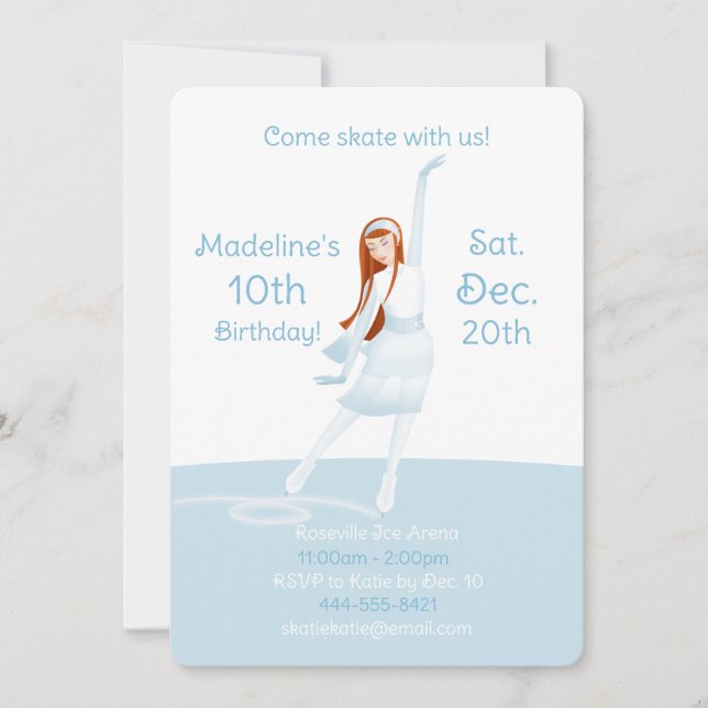 Elegant Ice Skating Party Invitation (Devant)