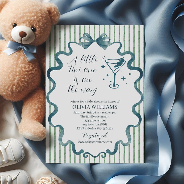 Élégant Invitation Baby Shower Martini Bleu (Créateur téléchargé)