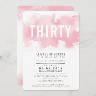 ÉLÉGANT INVITATION de 30 ans aquarelle rose vif
