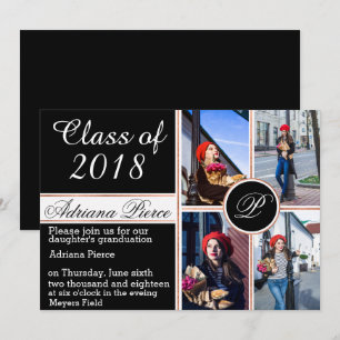 Élégant Invitation de diplômes de monogramme